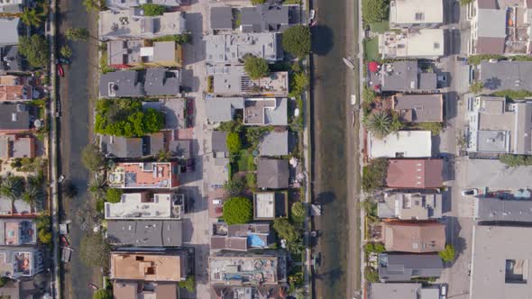 Aerial of street and residential houses