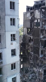 Vertical Video of a Destroyed Building in Borodyanka Ukraine