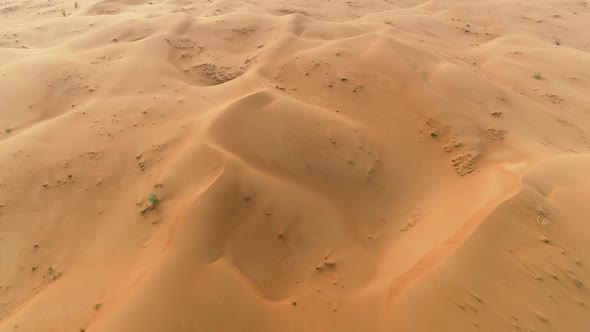 Aerial view above of desert landscape, U.A.E.