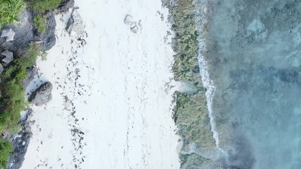 Vertical Video of the Ocean Near the Coast of Zanzibar Tanzania Aerial View