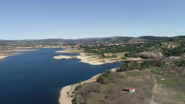 Relaxing Nature, Copy Space for Background. Flying Above Lake