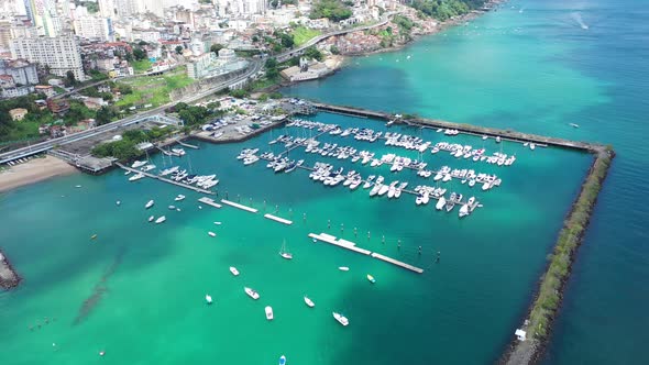 Downtown of Salvador Bahia Brazil. Historic buildings at tourism postcard.