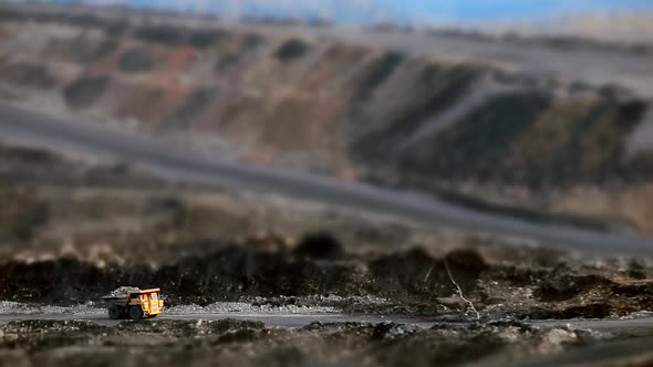 Tilt-shift Panorama Coal Cut Rides Truck