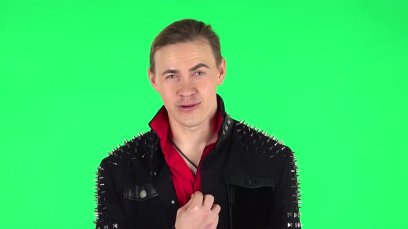 Guy Talks About Something Then Making a Hush Gesture, Secret. Green Screen