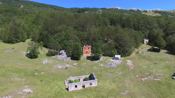 Brick cabin isolated on Dinara mountain in Croatia