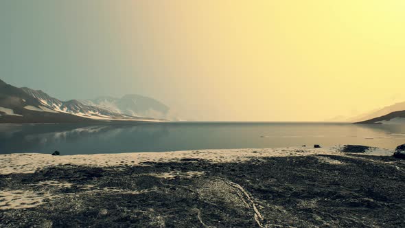 Coastline of Antarctica with Stones and Ice