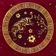Happy Chinese New Year 2022 Zodiac Sign Tiger on Black Background with Gold Stars - VideoHive Item for Sale