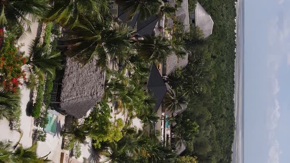 Tanzania  Aerial View of Houses Near the Coast of Zanzibar Vertical Video