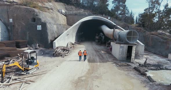 Aerial footage of a large scale highway construction project