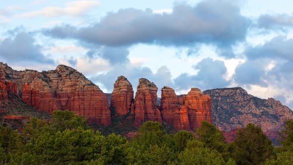 Time lapse of the clouds above the rock formations in Sedona Arizona