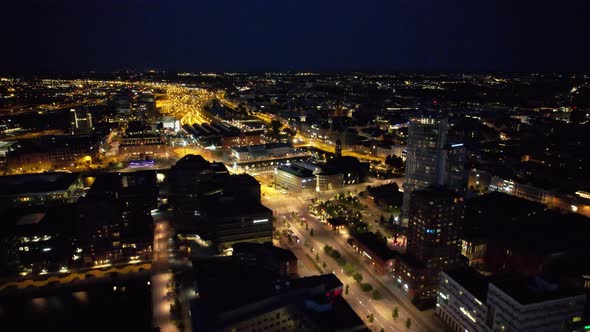 Drone view, Malmö, Turning torso, Moon