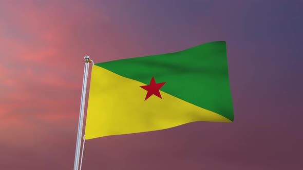 Flag Of French Guiana Waving 4k