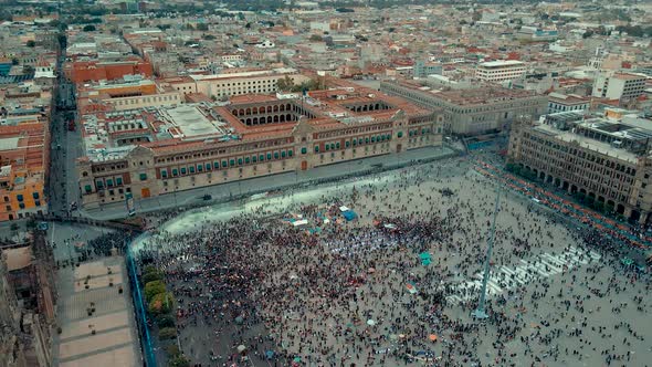 View of Womans day in Mexico city Zocalo