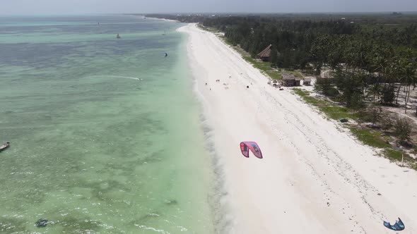 Aerial View of the Beach on Zanzibar Island Tanzania