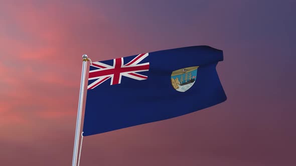 Flag Of Saint Helena, Ascension And Tristan Da Cunha Waving