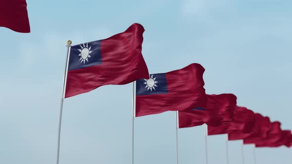 Taiwan Row Of Flags  alt