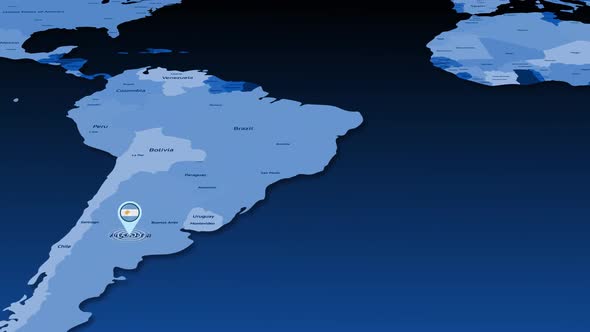 Argentina Flag Icon Gps Location Tracking Animation On Earth Map