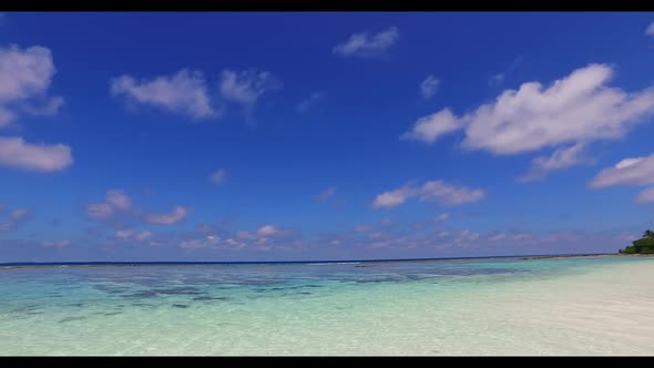 Aerial texture of idyllic tourist beach trip by clear water and white sand background of a dayout ne