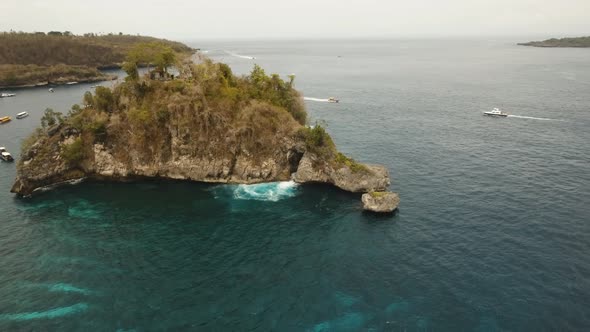 Blue Lagoon on a Tropical Island. Nusa Penida