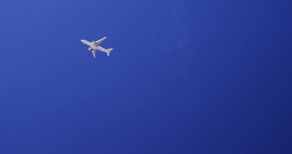 Airplane flying in clear sky