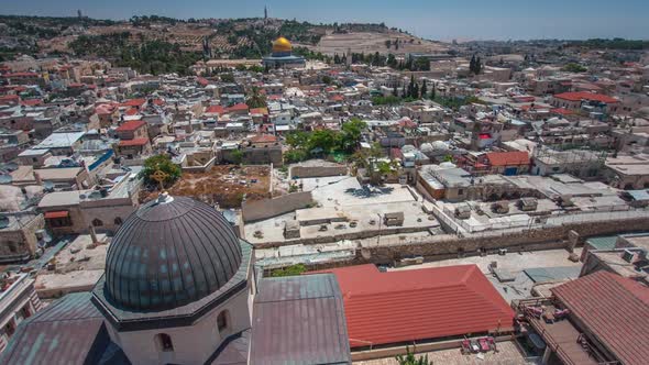 Panorama Overlooking the Old City of Jerusalem Timelapse Israel Including the Dome of the Rock