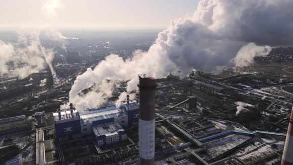 Industrial Factory Emissions of Carbon Gases with Smoke in Atmosphere