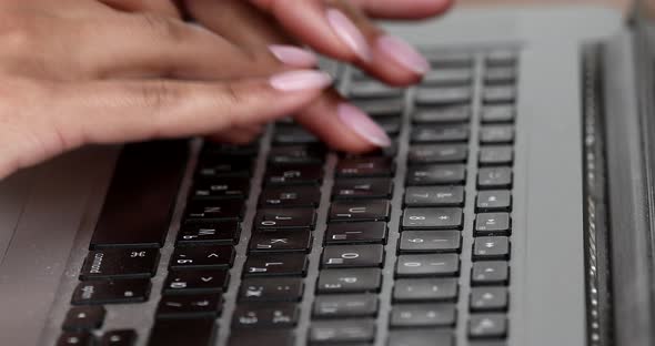 Black business woman professional  worker using typing on laptop.