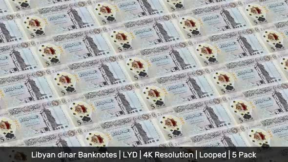 Libya Banknotes Money / Libyan dinar / Currency ل.د / LYD/ | 5 Pack | - 4K