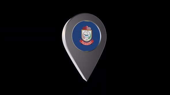 3d Animation Map Navigation Pointer With Flag Of Makassar (Indonesia) With Alpha Channel - 2K