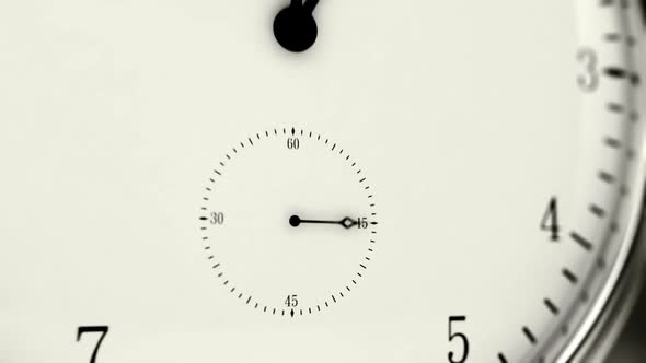 Time-lapse animation of a clock with the fast turning hand of clock. Closeup. HD