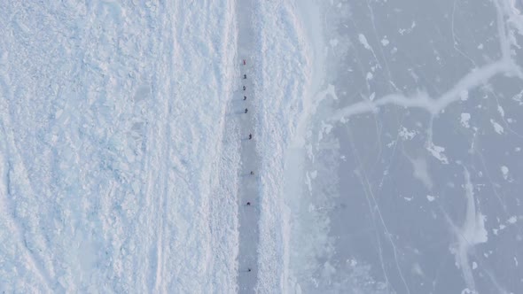 Frozen Lake Baikal Aerial View