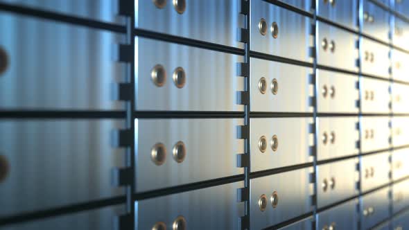 Safe Deposit Boxes in a Bank Vault Room