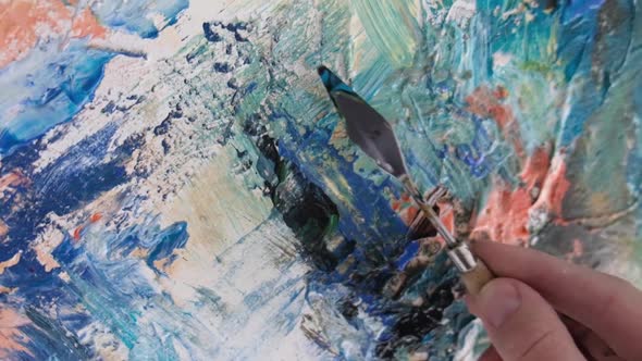 Super Slow Motion 240 Fps Creative Artist Paints an Abstract Picture with Colorful Paints