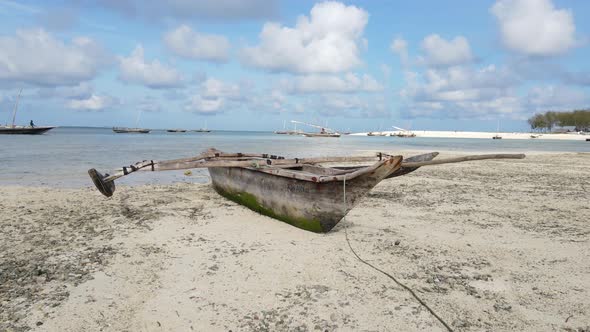 Low Tide in the Ocean Near the Coast of Zanzibar Tanzania Slow Motion