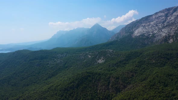 Aerial View Rocky Green Mountains Of Turkey