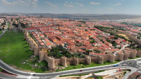 Aerial Shot of Avila, Castilla y Leon, Spain