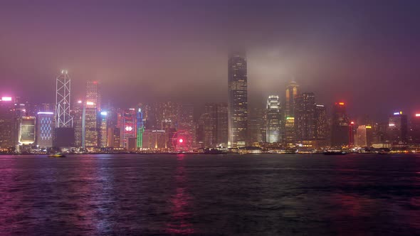 Timelapse Hong Kong Boats Against Central and Western Area