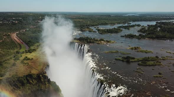 The Victoria Falls at the Border of Zimbabwe and Zambia in Africa. The Great Victoria Falls One of t