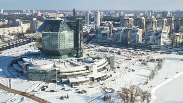 Top View of the National Library in Minsk in Winter