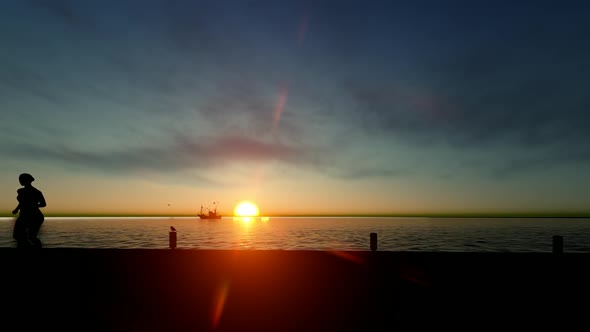 Marine Intercourse Sportive Skiing and Sunset alt