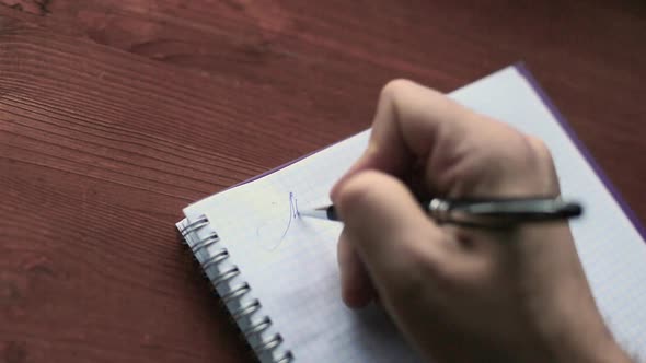 Male Hand Close Up Start Writing Letter To Friend