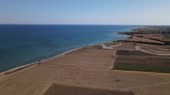 Cyprus beach at daytime. Mediterranean Sea. Beautiful views of the coast. Larnaca District.