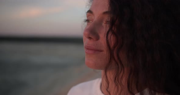 Closeup Portrait of a Girl Looking Into the Distance