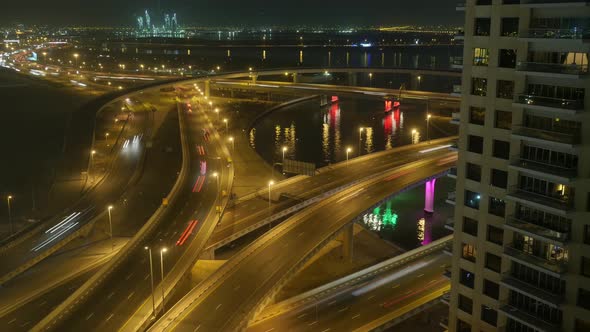 Night Light Dubai Traffic Road Timelapse