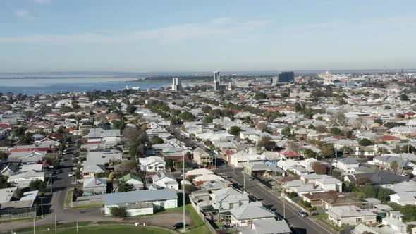 AERIAL Over City Of Greater Geelong and Corio Bay, Victoria Australia