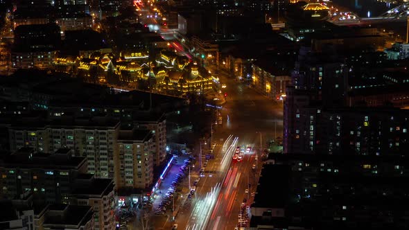 Tianjin Heping District Street Highway in China Timelapse