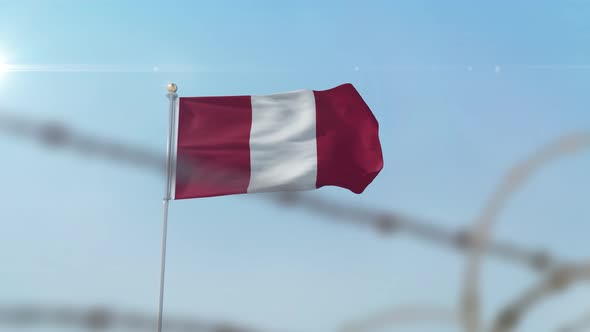 Peru Flag Behind Border