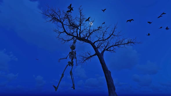 Skeleton hanging MoonLight Night
