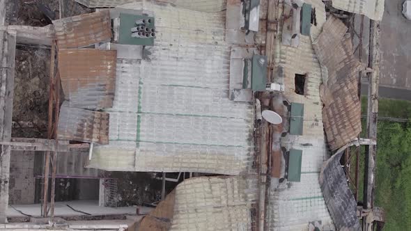 Vertical Video of a Damaged House During the War in Ukraine