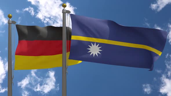 Germany Flag Vs Nauru On Flagpole
